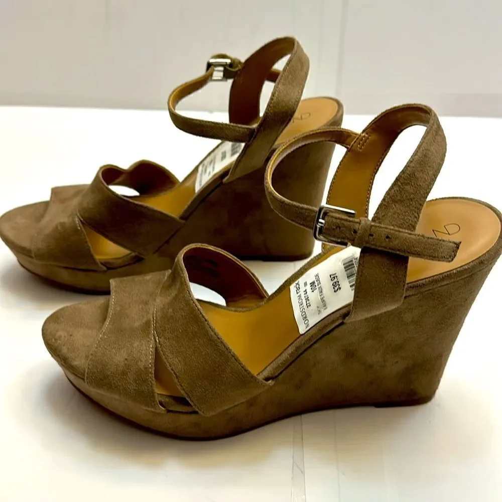 Abound Jemma women’s suede wedge ankle strap sandals size 10M